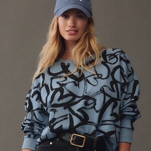 Maeve Heart Printed Sweatshirt  Anthro Size L